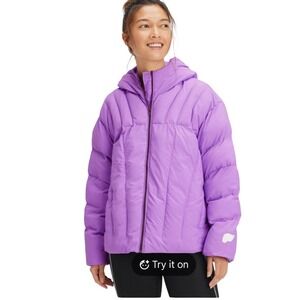 Fabletics Lavender Purple Puffer Jacket Hooded Zip Up‎ Cozy Warm Size M